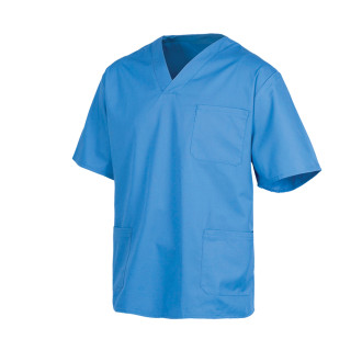 Casacas sanitarias para vestuario laboral de clinicas. Casaca Unisex Color Celeste