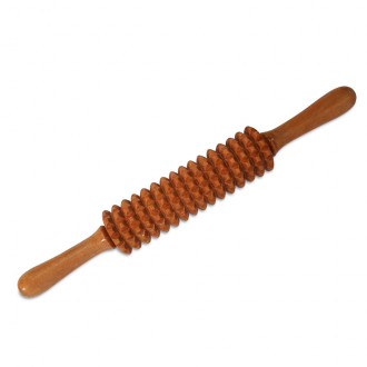 Rodillo de madera estriada forma diamante para maderoterapia. Tratamiento de masajes con madera en clinicas de fisioterapia